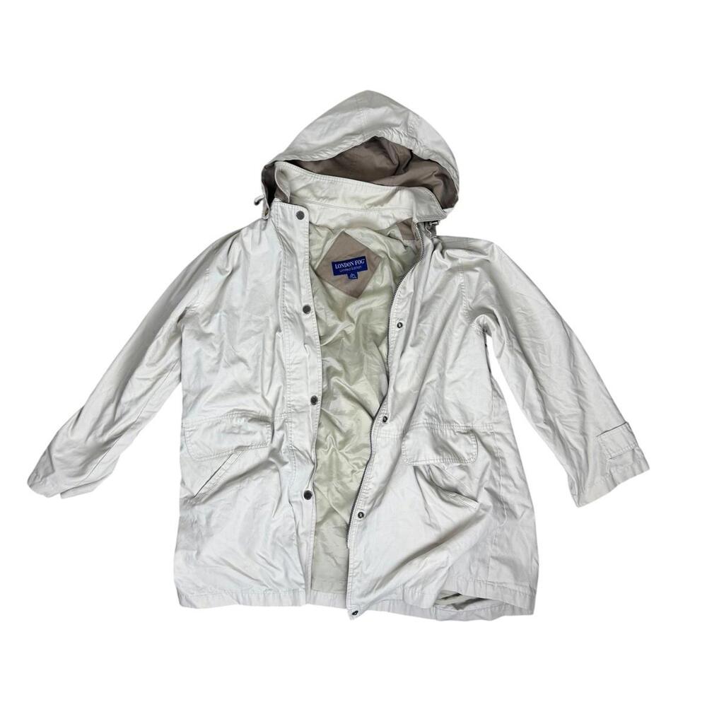 Men's Vintage London Fog Jacket Khaki with Hood Size Large